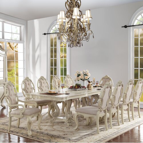 Lark Manor Myah Piece Extendable Double Pedestal Dining Set